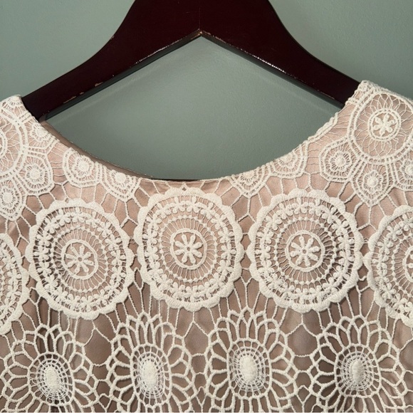 Eliza J Ivory Crochet Lace with Nude Underlay Sleeveless Petite Sheath Dress 2P - Picture 5 of 12